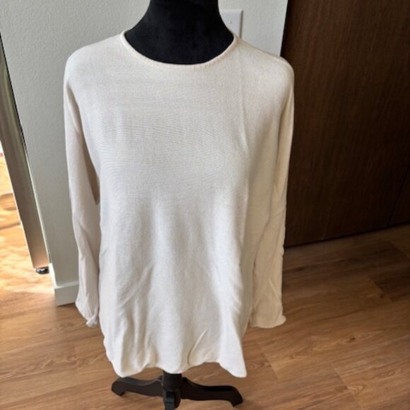 Michael Kors Cream Long Sleeve Crew Neck Pullover Top Large - Picture 1 of 5